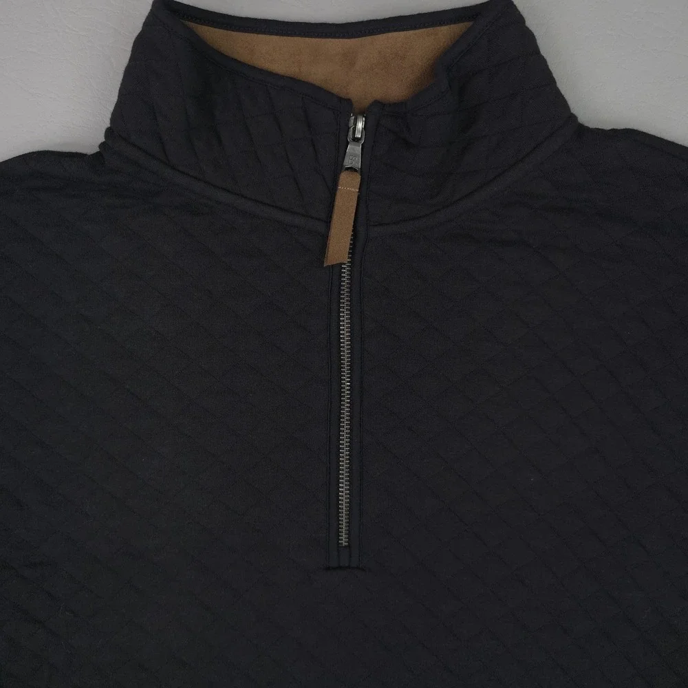 Banana Republic Sweater Mens XL Black 1/4 Zip Knit Pullover Quilted Geometric
